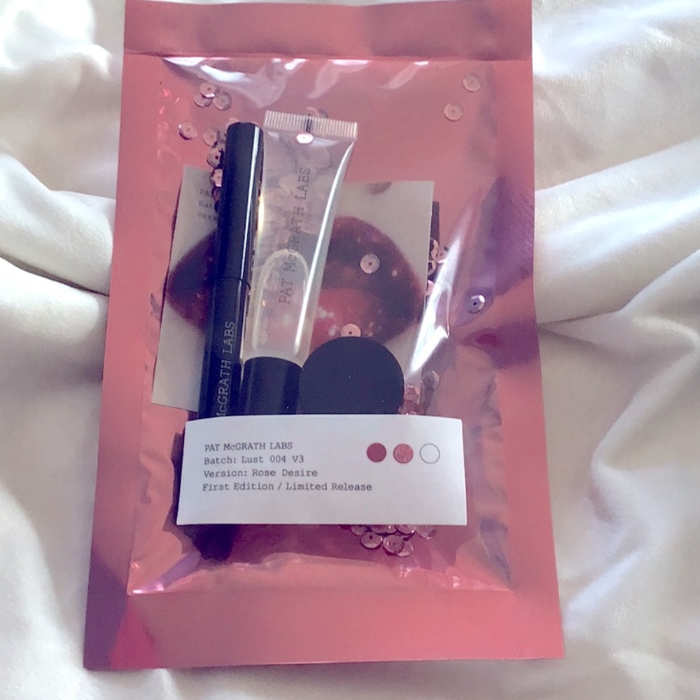 Pat McGrath LE Lust 004 V3 lip gloss , lipstick + glitter Rose Desire New Sealed